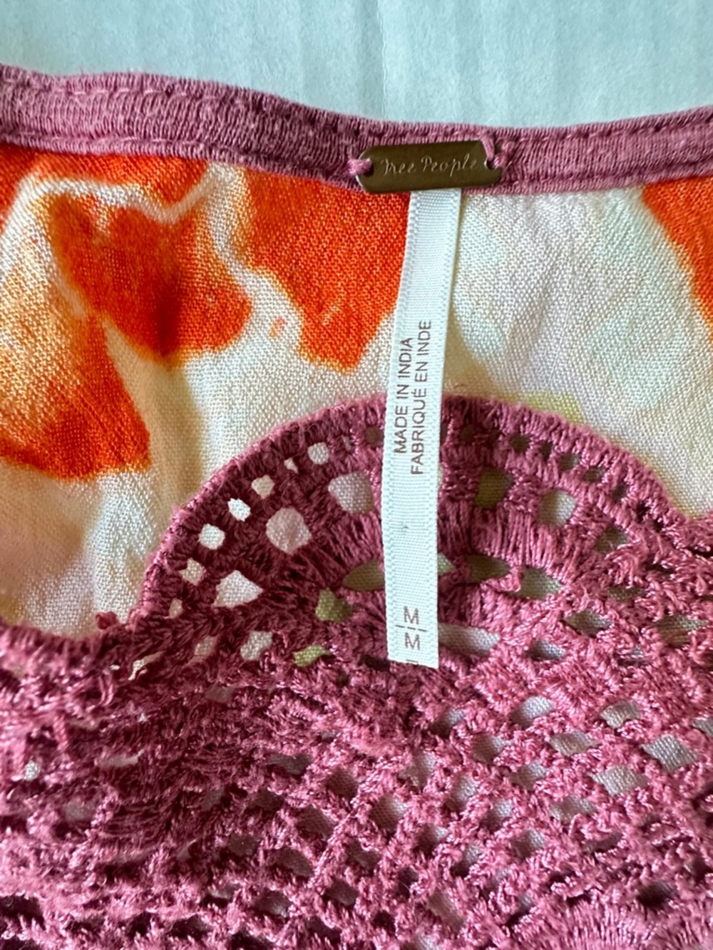 Free People Rust Crochet Panel Striped Tunic - Picture 9 of 11